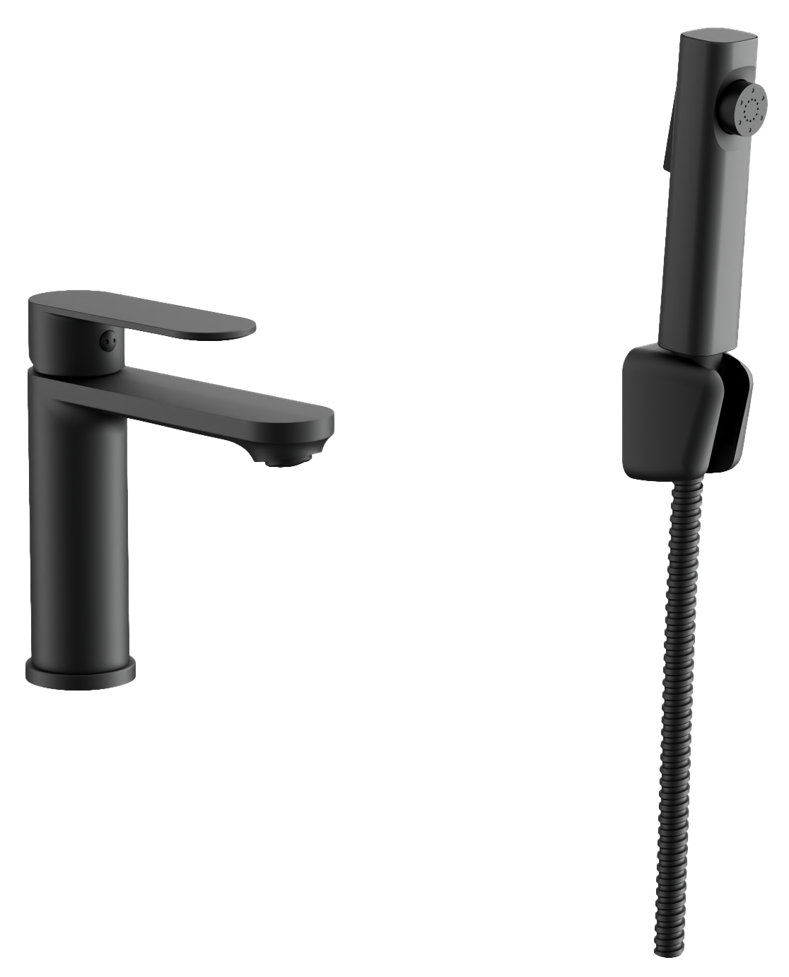 Смеситель для раковины, с гигиенической лейкой, черный, B12713-7