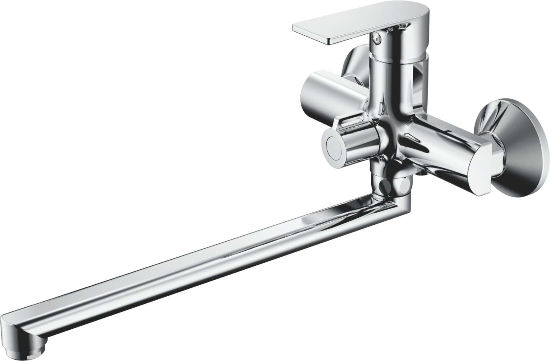 Смеситель для ванны, длинный излив, хром, латунь, B22679