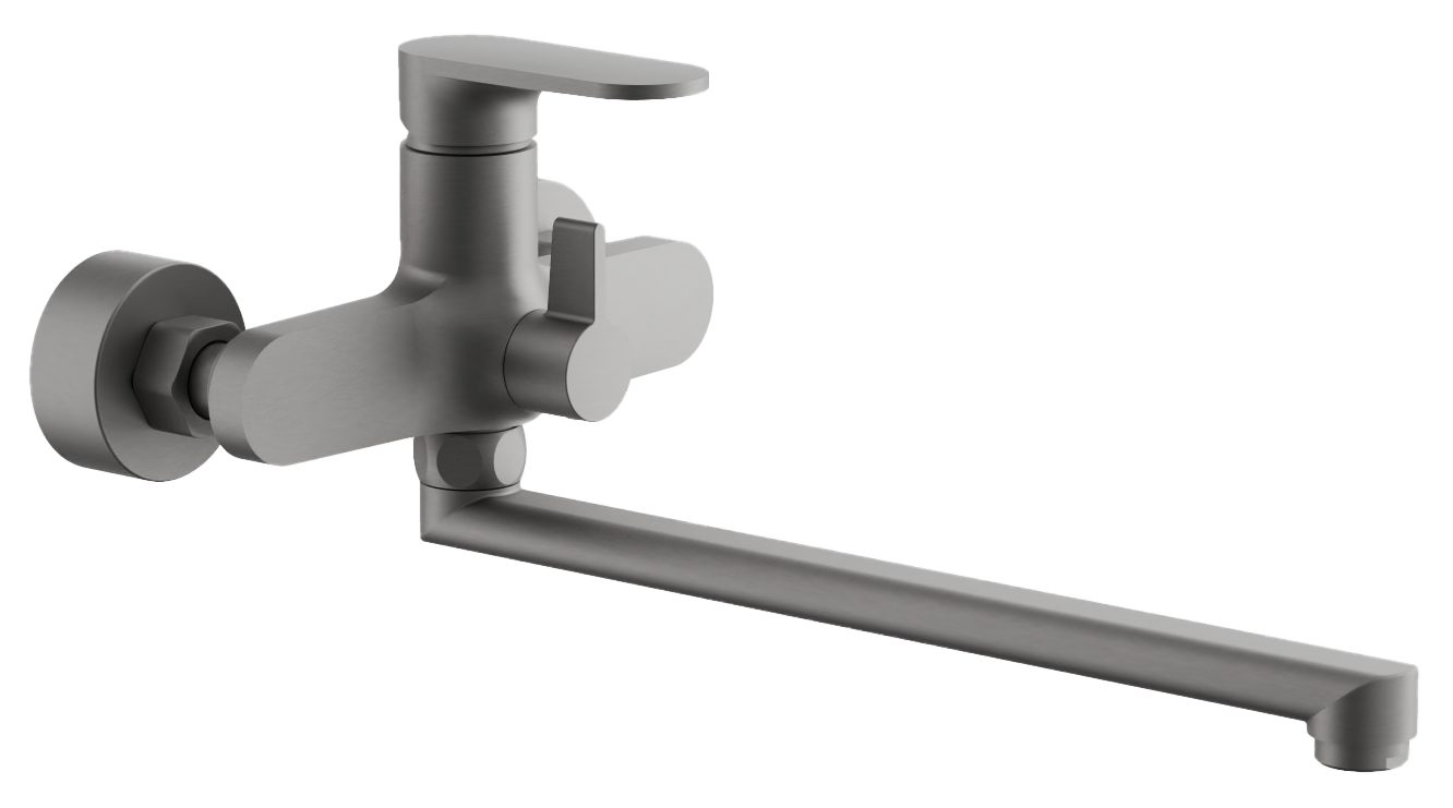 Смеситель для ванны, длинный излив, оружейная сталь, B22713-3