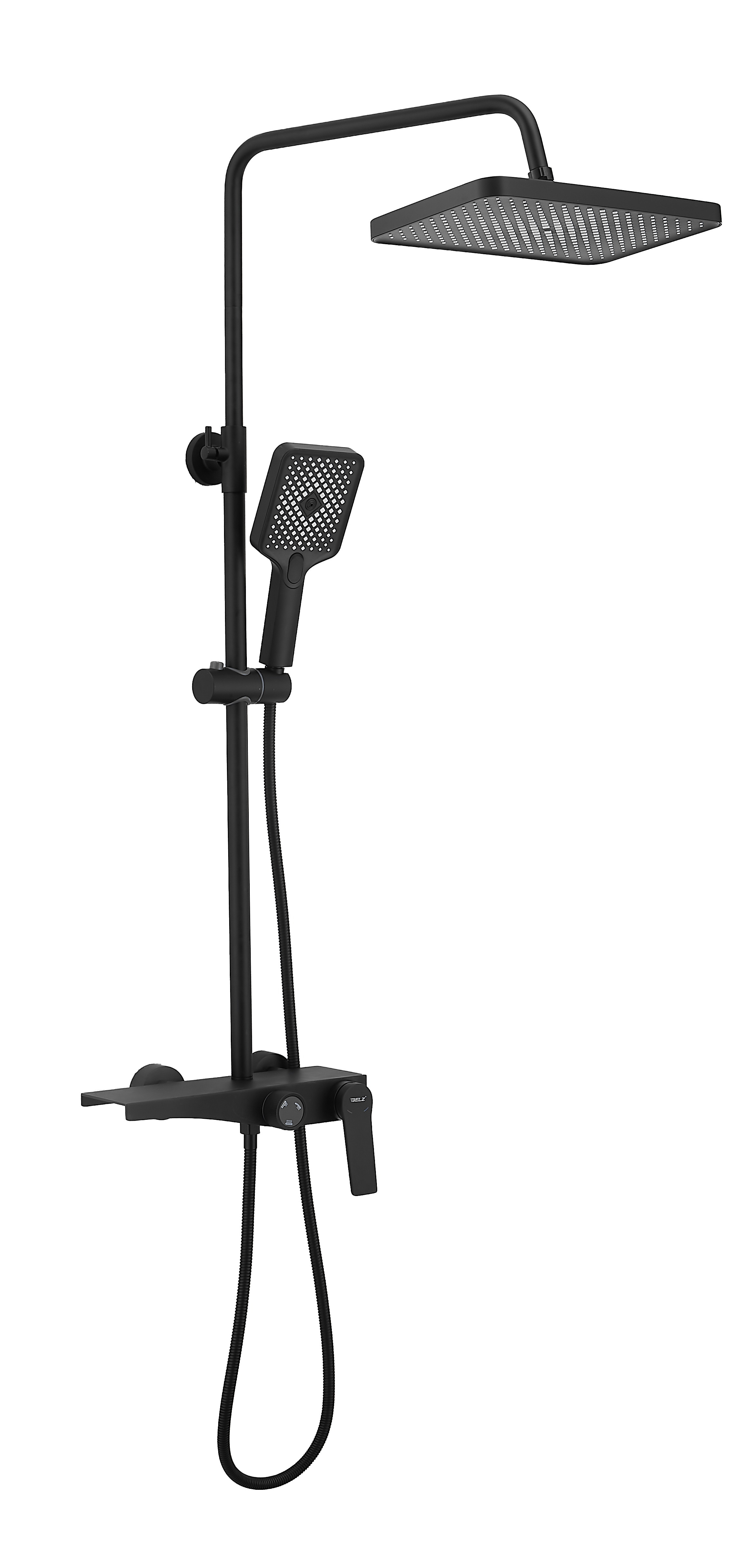 Душевая система, широкая подставка, черный, B24572-7