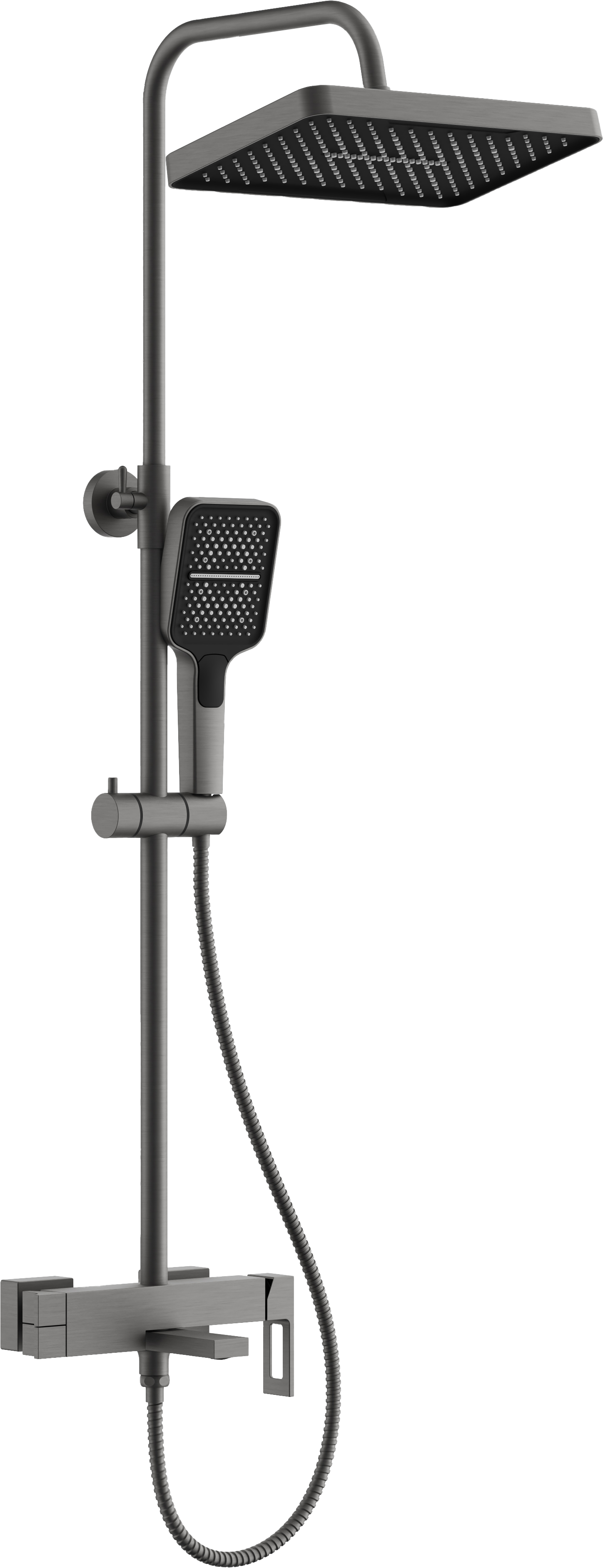 Душевая система, излив-переключатель, оружейная сталь, B24658-3