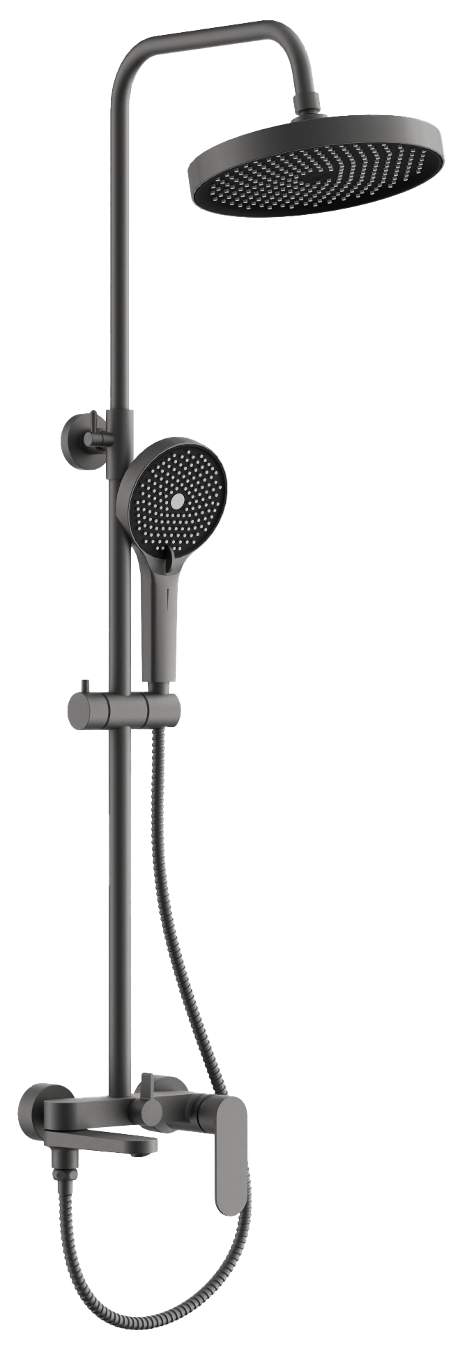 Душевая система, излив-переключатель, оружейная сталь, B24713-3