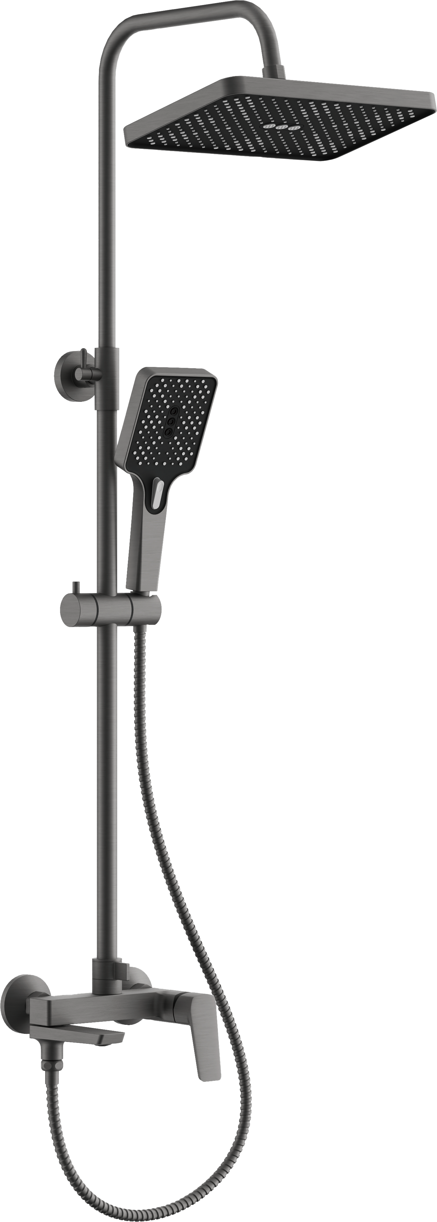 Душевая система, излив-переключатель, оружейная сталь, B24715-3