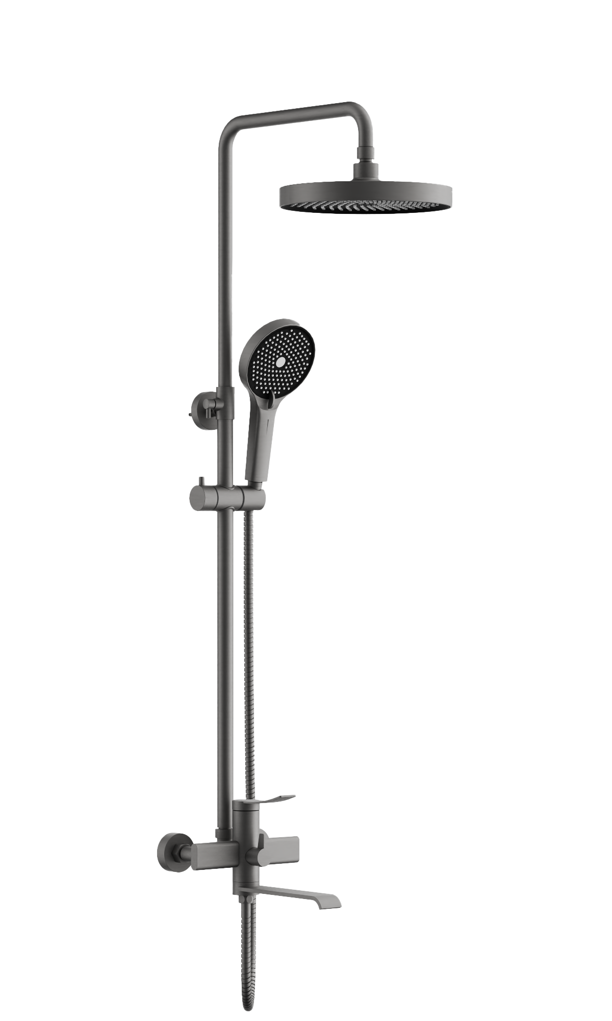 Душевая система, поворотный излив, оружейная сталь, B24812-3