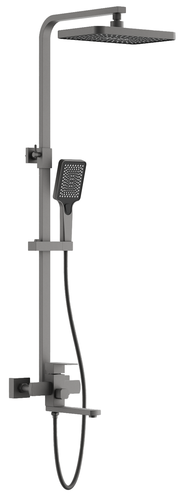 Душевая система, поворотный излив, оружейная сталь, B24817-3