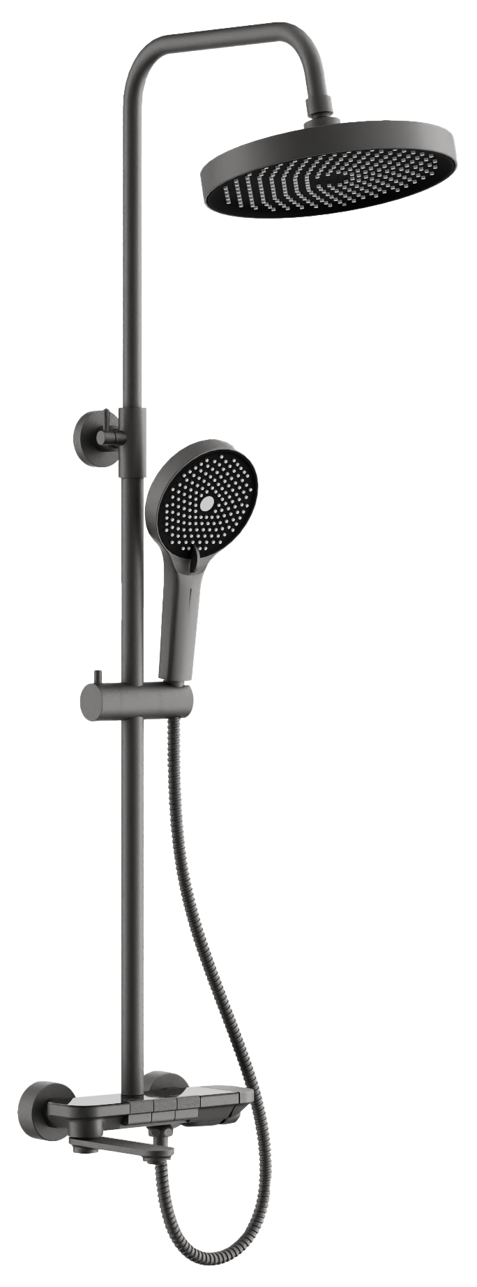 Душевая система, клавишный переключатель, оружейная сталь, B25713-3