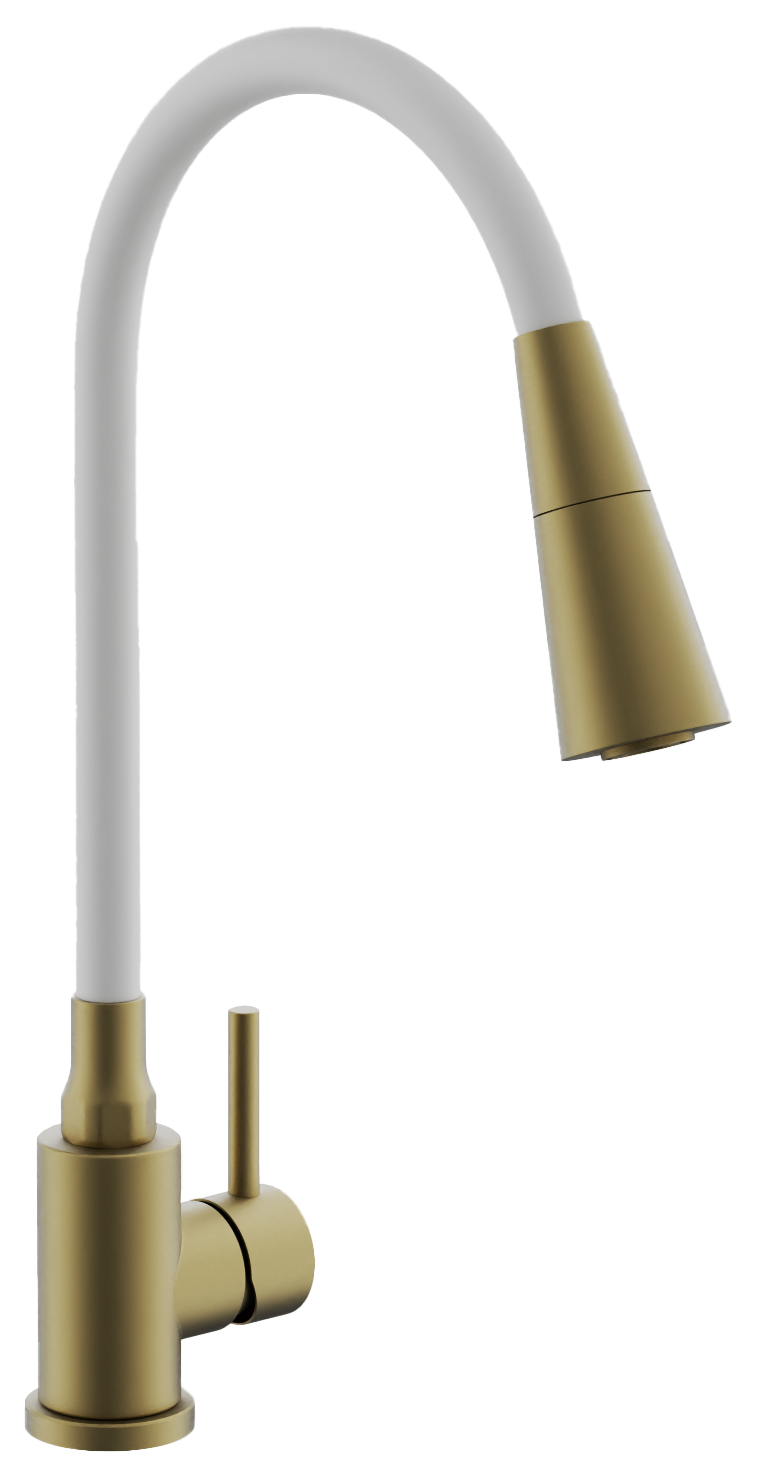 Смеситель для кухни, гибкий излив, брашированное золото, B74810-5