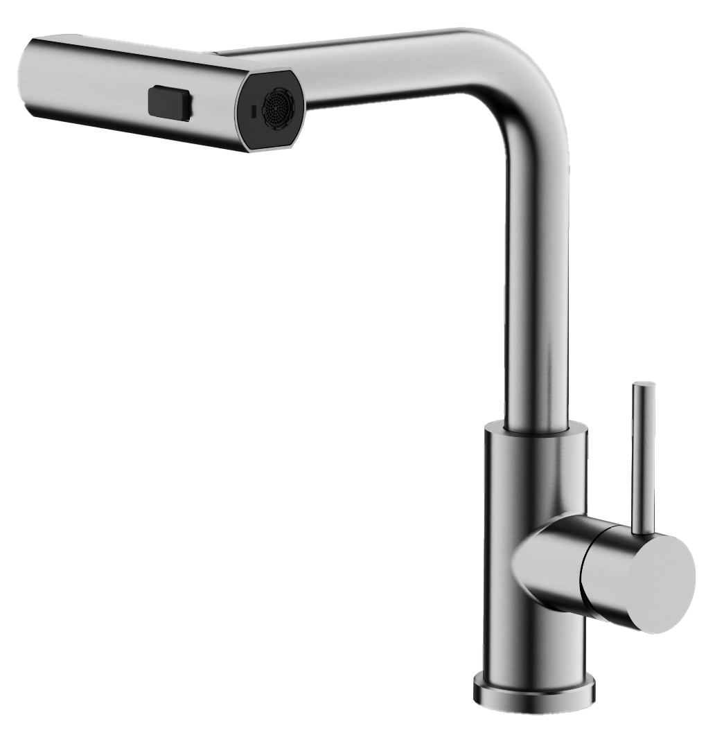 Смеситель для кухни, выдвижная лейка, сатин, B74811-1