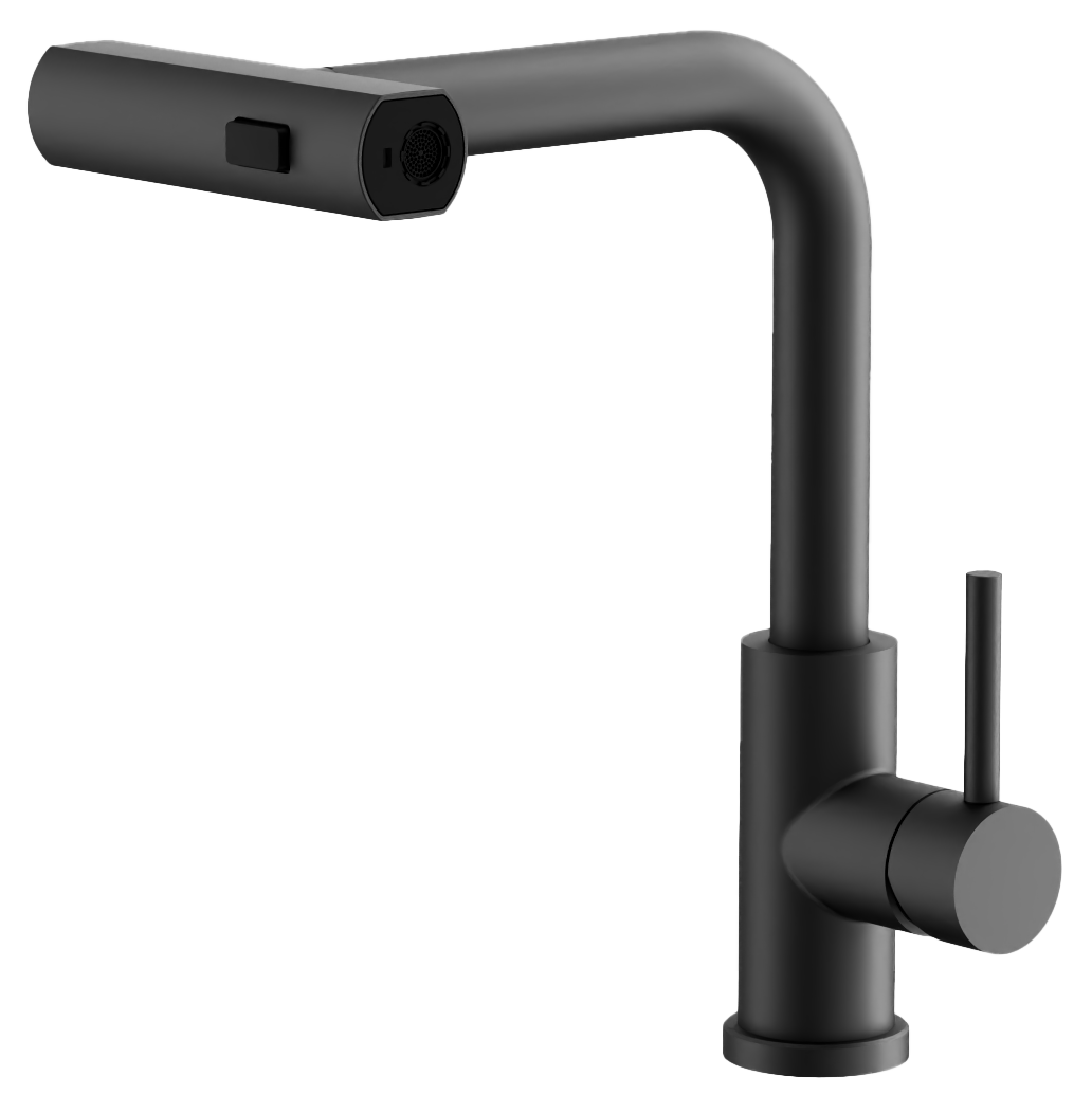 Смеситель для кухни, выдвижная лейка, черный, B74811-7