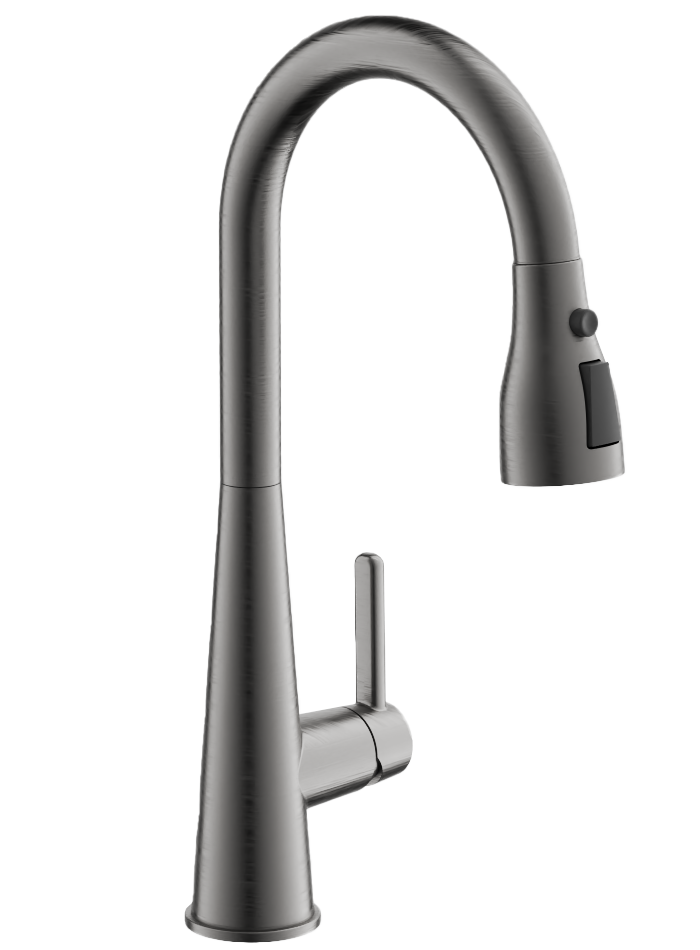 Смеситель для кухни, выдвижная лейка, оружейная сталь, B74816-3
