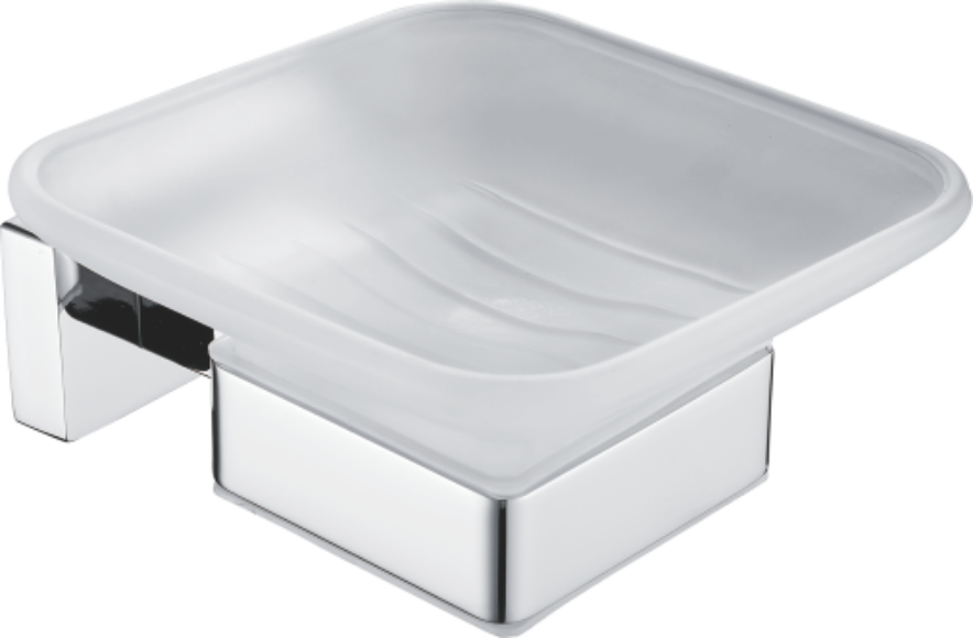 Мыльница, стеклянная, хром, B90202